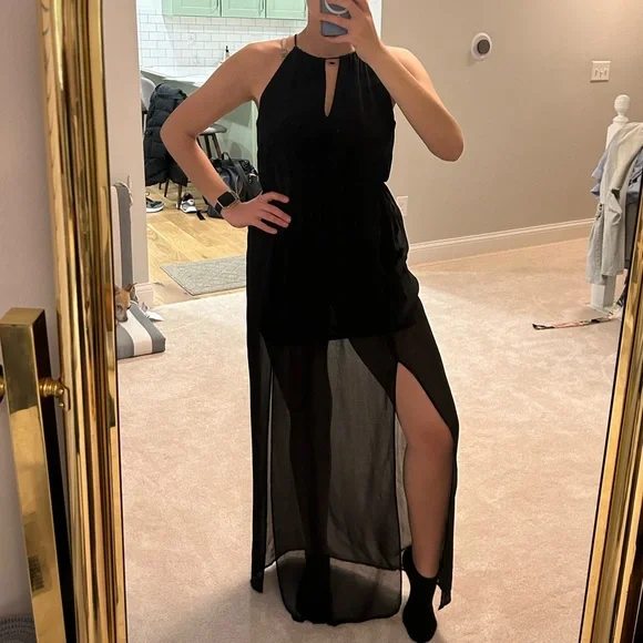 Forever 21 | Dresses | Black Sheer Maximini Dress With Key Hole Sleeveless  Top Forever2 | Poshmark